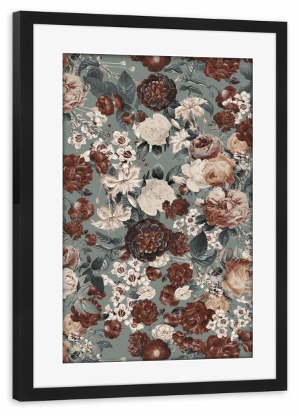 Poster mit Rahmen schwarz "Vintage Blumengarten" artboxONE - Natur,Floral,Liebe