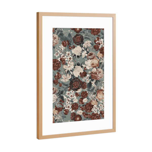 Poster mit Rahmen Kupfer "Vintage Blumengarten" artboxONE - Natur,Floral,Liebe