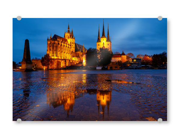 Acrylglasbild "Der Erfurter Dom in Thüringen" artboxONE - Architektur - Erfurt,Thüringen,Dom,Erfurter dom,Kirche,Nacht,Beleuchtet,Deutschland