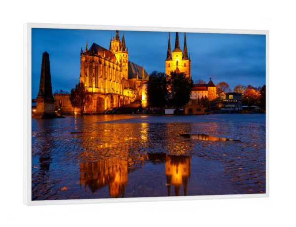 Poster mit weißem Rahmen "Der Erfurter Dom in Thüringen" artboxONE - Architektur