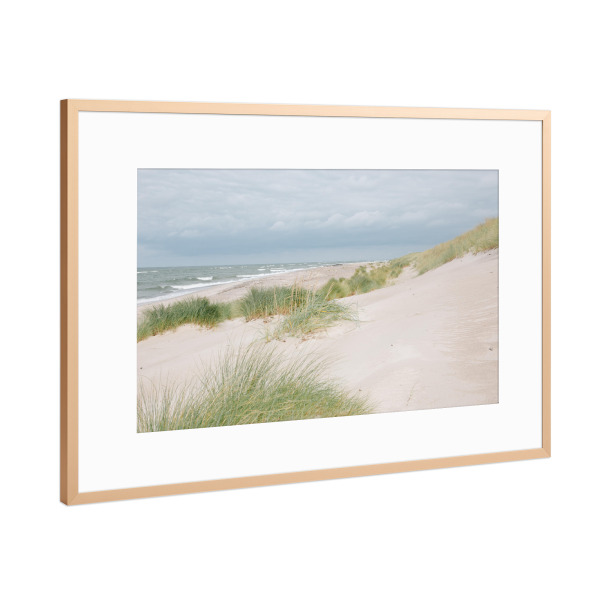 Poster mit Rahmen Kupfer "Strand mit Kormoranen" artboxONE - Natur,Reise,Floral,Reise / Strand und Meer