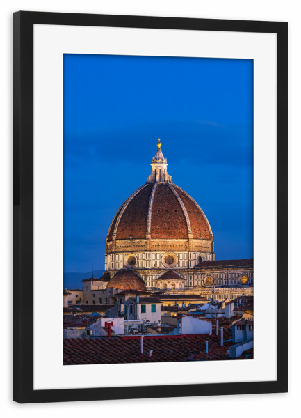 Poster mit Rahmen schwarz "Blaue Stunde in Florenz" artboxONE - Reise,Architektur,Reise / Länder,Städte / Weitere