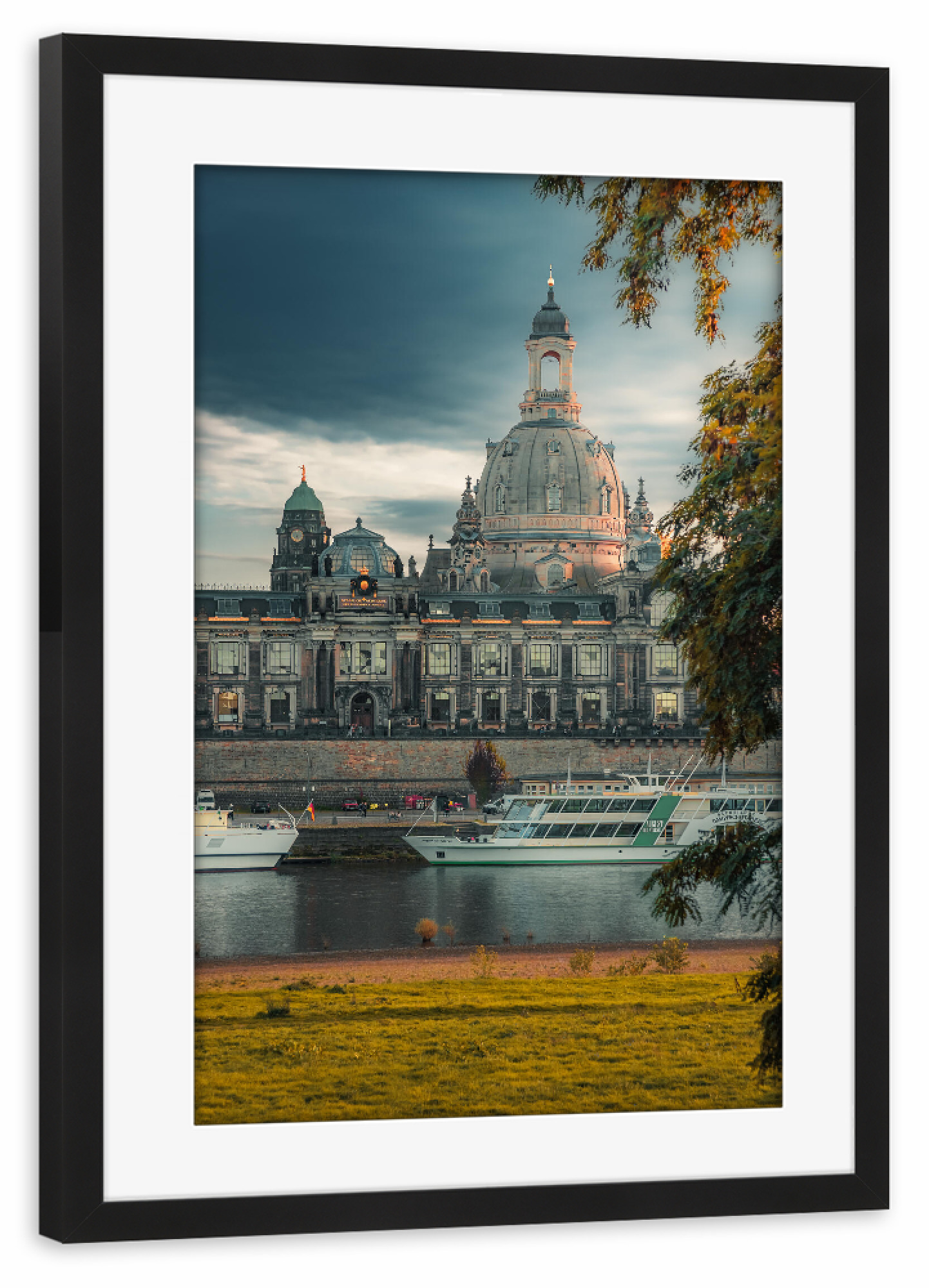 Poster mit Rahmen schwarz "Blick auf die Frauenkirche" artboxONE - Reise,Architektur,Städte / Dresden