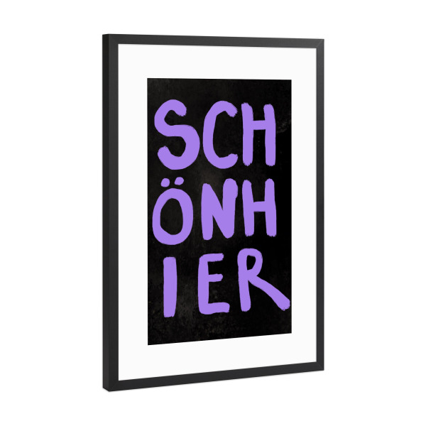 Poster mit Rahmen Schwarz (Metallic) "Schön hier !" artboxONE - Typografie