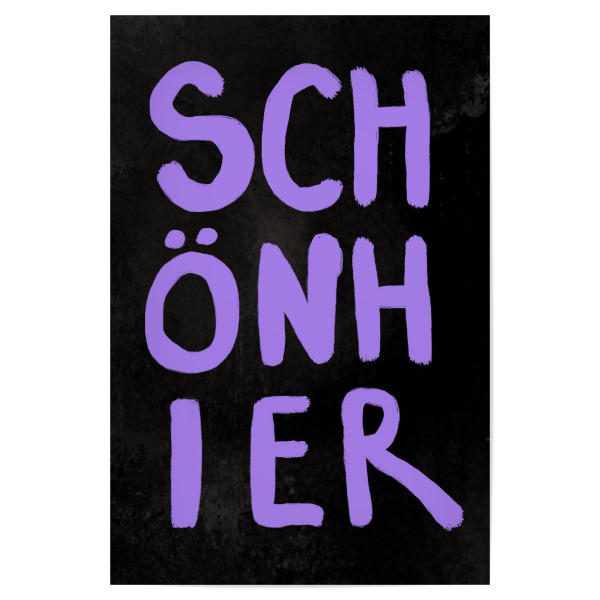 Poster "Schön hier !" artboxONE - Typografie - Schön hier,Eingangsbereich,Eingangstür,Lila,Typo,Schrift,Schön,Hier,Posterprint,Bunt