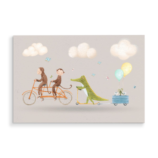 Holzbild "Nette Tierillustration" artboxONE - Reise,Floral,Für Kinder,Tiere