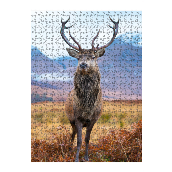 Puzzle Ravensburger "Hirsch in der Natur" artboxONE - Natur,Reise,Tiere - Hirsch,Tier,Natur,Majestätisch,Berge,Landschaft,Feld - Bild hirsch