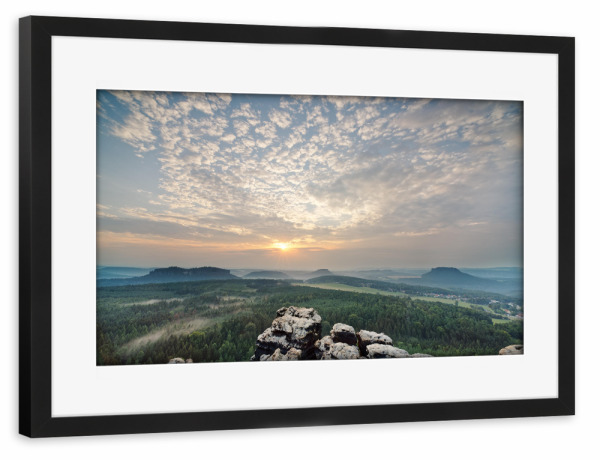Poster mit Rahmen schwarz "Sächsische Schweiz im Abendlicht" artboxONE - Natur,Reise