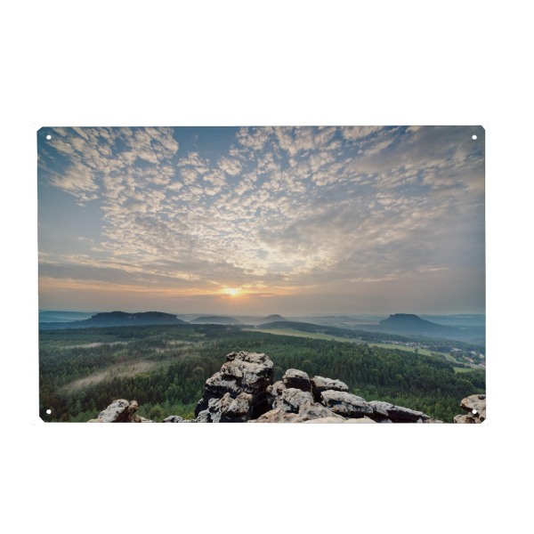 Metall Poster "Sächsische Schweiz im Abendlicht" artboxONE - Natur,Reise