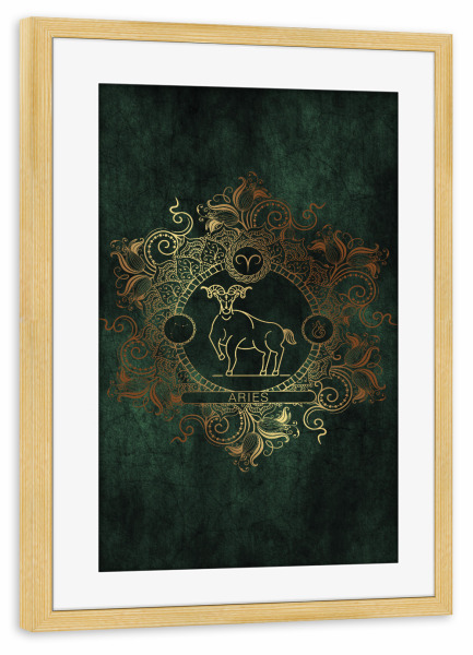 Poster mit Rahmen kiefer "Tierkreis - Keltisch - Widder" artboxONE - Natur,Floral,Abstrakt