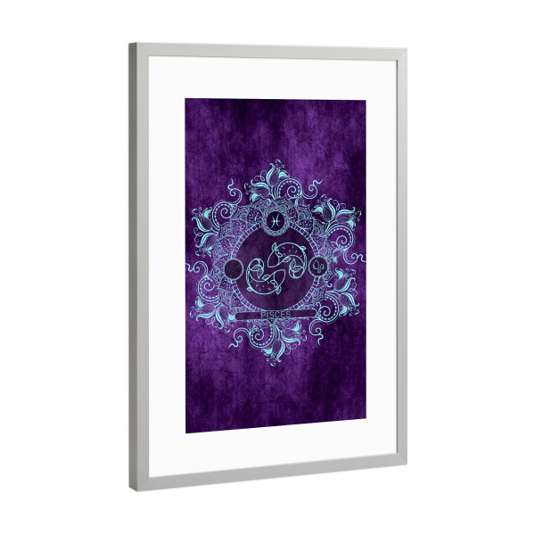 Poster mit Rahmen Silber "Tierkreis - Traube - Fische" artboxONE - Natur,Floral,Abstrakt