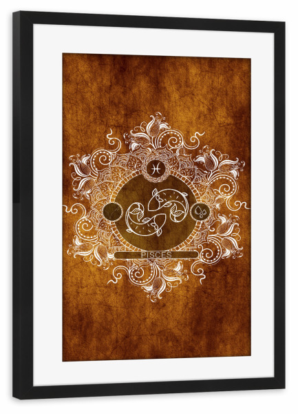 Poster mit Rahmen schwarz "Tierkreis - Mandarine - Fische" artboxONE - Natur,Floral,Abstrakt