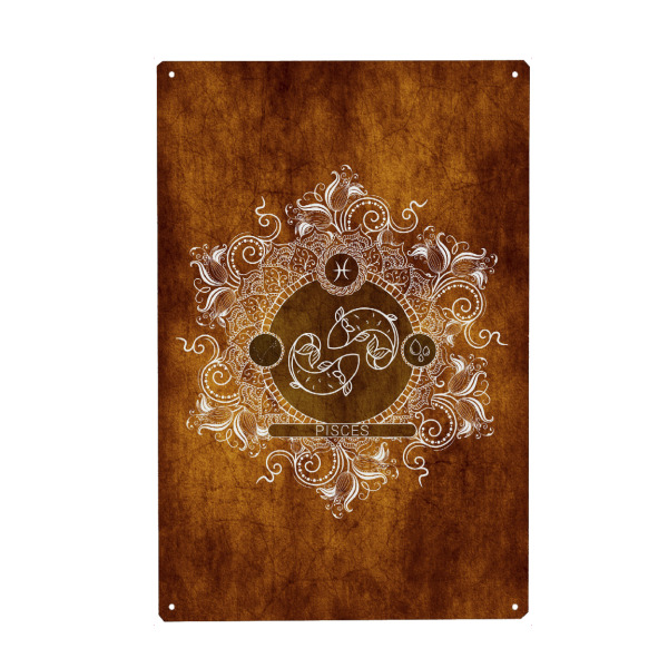 Holzbild "Tierkreis - Mandarine - Fische" artboxONE - Natur,Floral,Abstrakt