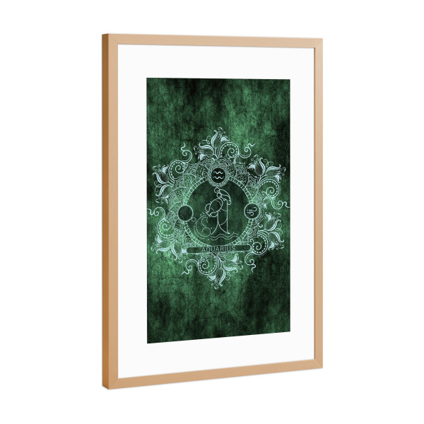 Poster mit Rahmen Kupfer "Sternzeichen - Minze - Wassermann" artboxONE - Natur,Floral,Abstrakt