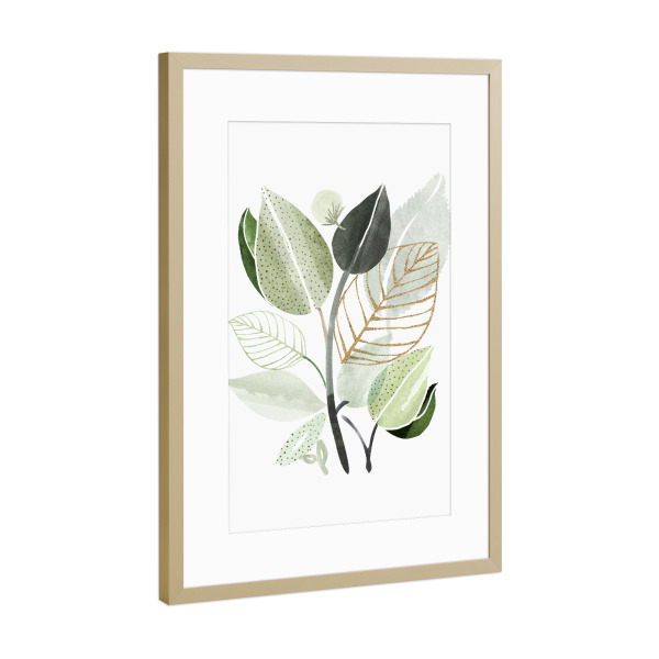 Poster mit Rahmen Gold "Kristian Gallagher - Leaf Party" artboxONE - Natur,Floral