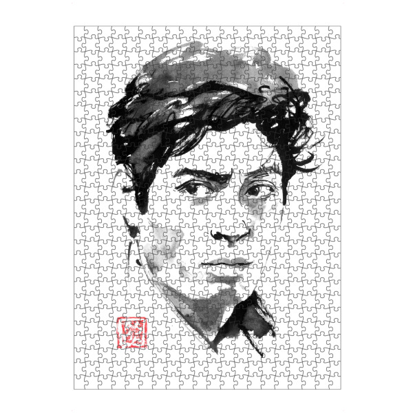 Puzzle Ravensburger "Japanisches Gesicht" artboxONE - Menschen,Schwarzweiß,Reise / Asien - Japan,Sumie,Gesicht,Mann,Japanisch - Bild japan