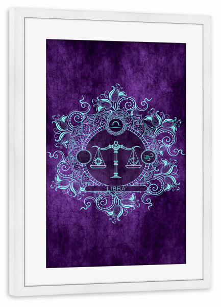 Poster mit Rahmen weiß "Tierkreis - Traube - Waage" artboxONE - Natur,Floral,Abstrakt