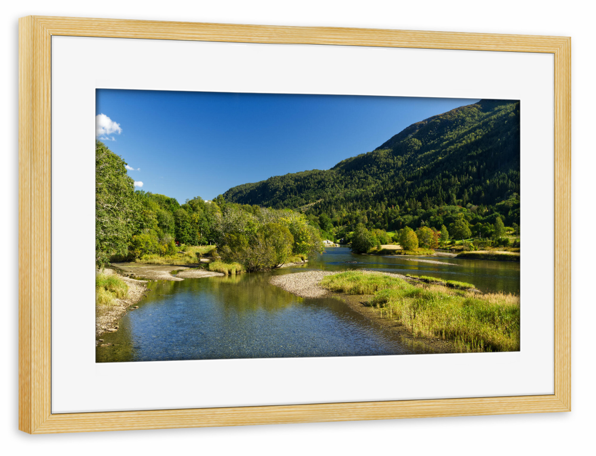 Poster mit Rahmen kiefer "Flusslandschaft in Nordfjordeid" artboxONE - Natur,Reise,Reise / Länder