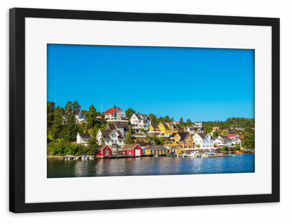 Poster mit Rahmen schwarz "Häuser, Wasser, Himmel" artboxONE - Natur,Reise,Architektur,Reise / Strand und Meer,Reise / Länder