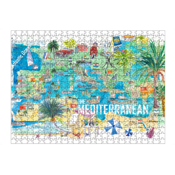 artboxONE Puzzle "Illustrierte Mittelmeer Karte" artboxONE - Reise,Architektur,Reise / Strand und Meer,Reise / Länder,Kartografie