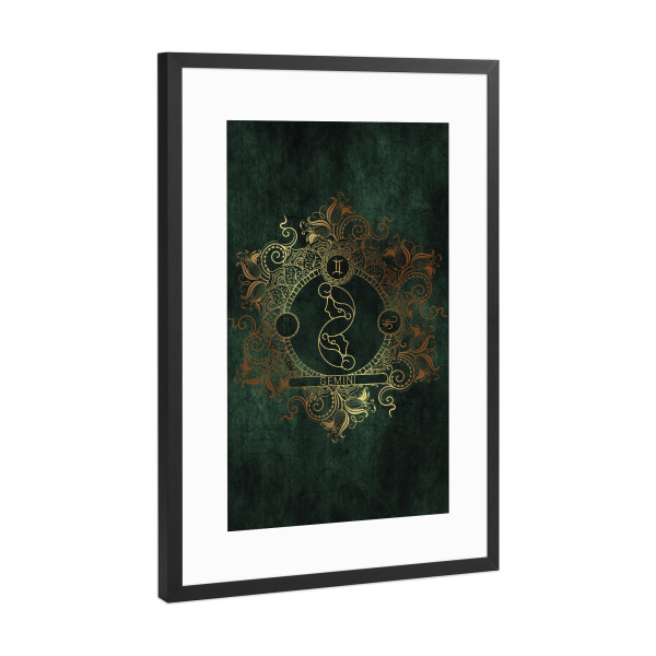 Poster mit Rahmen Schwarz (Metallic) "Sternzeichen-Keltisch-Zwillinge" artboxONE - Natur,Floral,Abstrakt