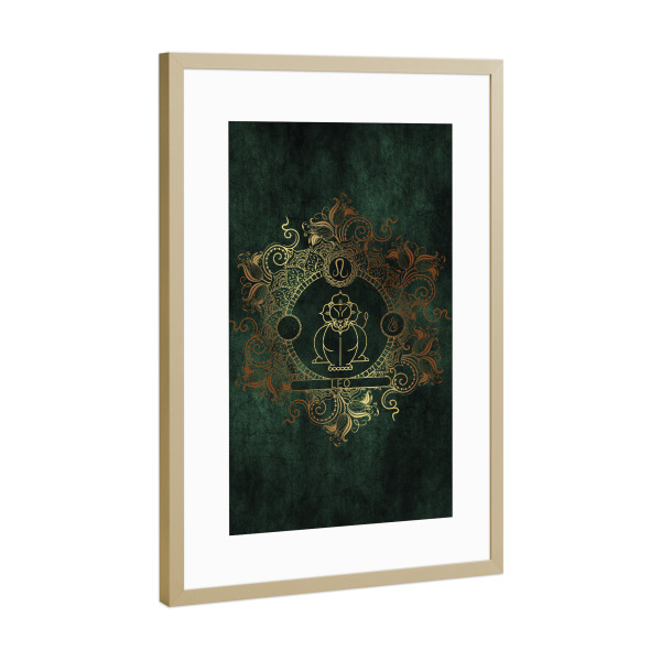 Poster mit Rahmen Gold "Tierkreis - Keltisch - Löwe" artboxONE - Natur,Floral,Abstrakt