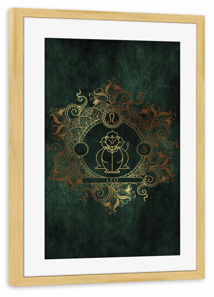 Poster mit Rahmen kiefer "Tierkreis - Keltisch - Löwe" artboxONE - Natur,Floral,Abstrakt