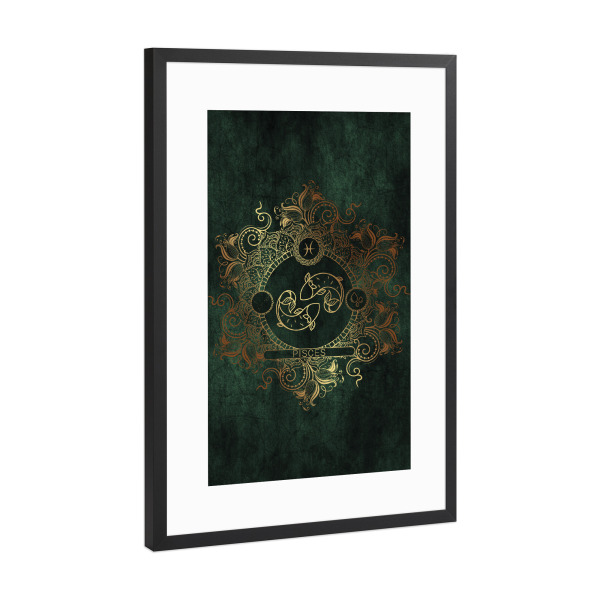 Poster mit Rahmen Schwarz (Metallic) "Tierkreis - Keltisch - Fische" artboxONE - Natur,Floral,Abstrakt