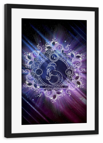 Poster mit Rahmen schwarz "Tierkreis - Universum - Steinbock" artboxONE - Natur,Floral,Abstrakt,Galaxy