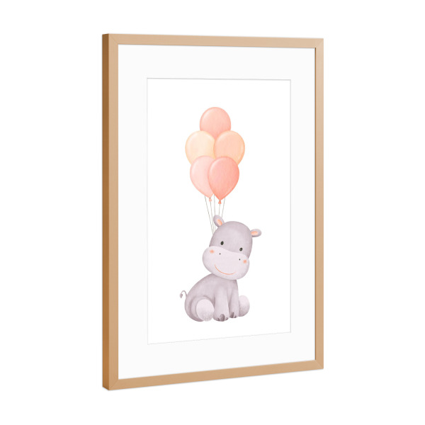 Poster mit Rahmen Kupfer "Illustration eines Flusspferds" artboxONE - Für Kinder,Tiere