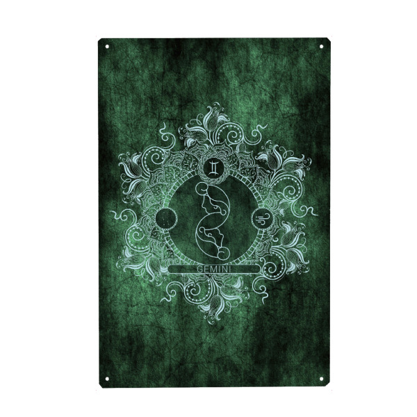 Metall Poster "Sternzeichen - Minze - Zwillinge" artboxONE - Natur,Floral,Abstrakt