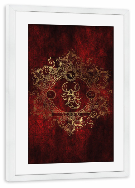 Poster mit Rahmen weiß "Sternzeichen - Feuer - Skorpion" artboxONE - Natur,Floral,Abstrakt