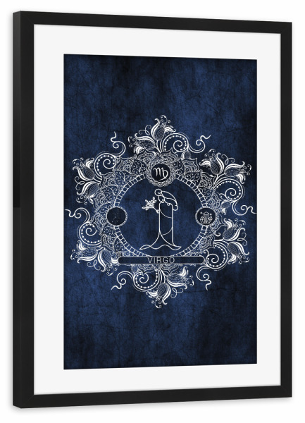 Poster mit Rahmen schwarz "Sternzeichen - Eis - Jungfrau" artboxONE - Natur,Floral,Abstrakt