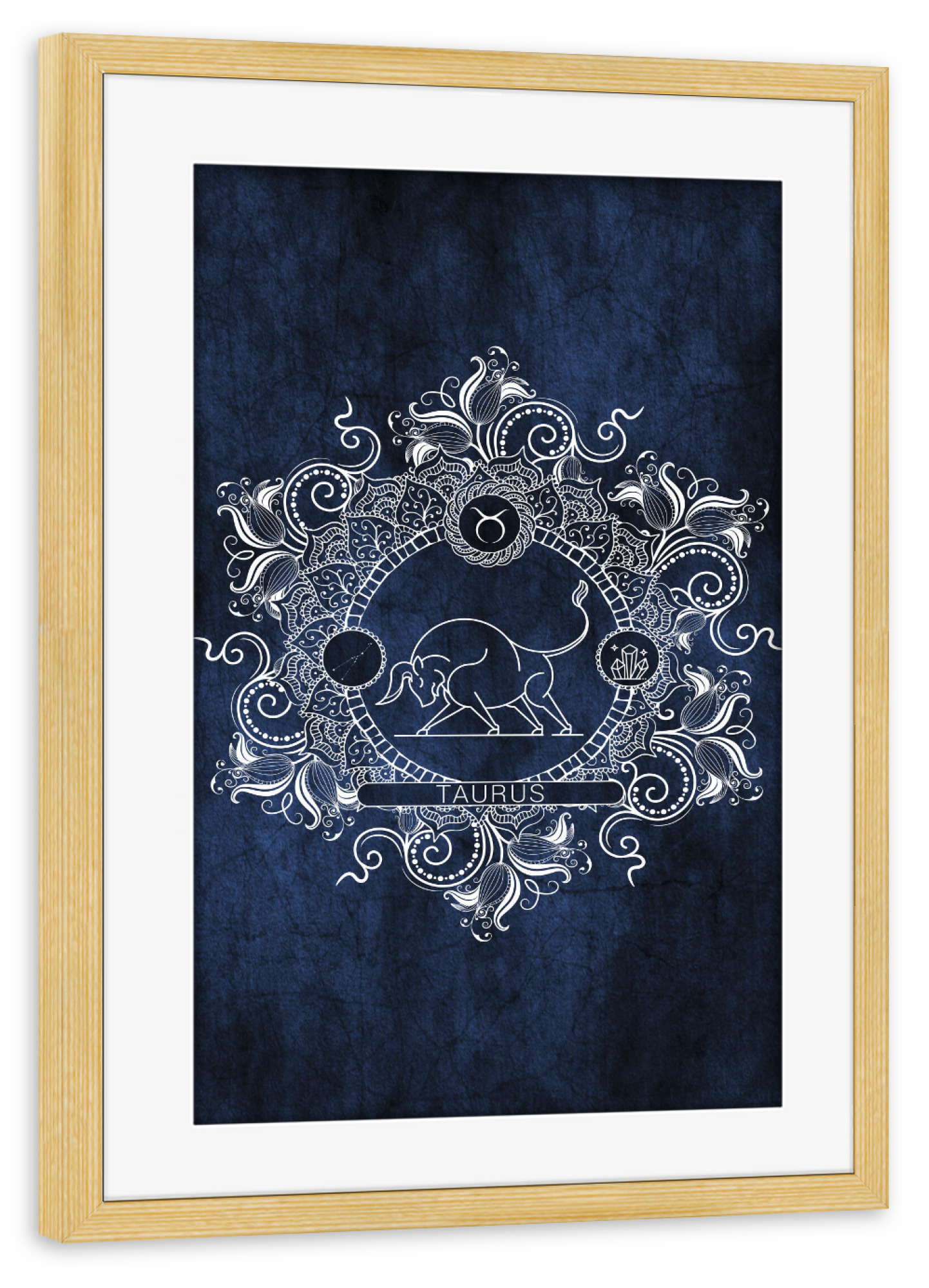 Poster mit Rahmen kiefer "Sternzeichen - Eis - Stier" artboxONE - Natur,Floral,Abstrakt
