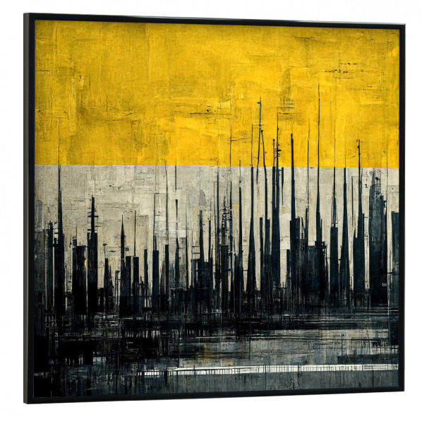 Poster mit schwarzem Rahmen 30x30 cm "Black and Yellow composition" artboxONE - Abstrakt - Abstrakt,Malerei,Painting,Art,Abstract