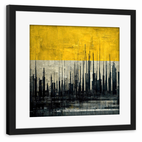 Poster mit Rahmen schwarz "Black and Yellow composition" artboxONE - Abstrakt - Abstrakt,Malerei,Painting,Art,Abstract