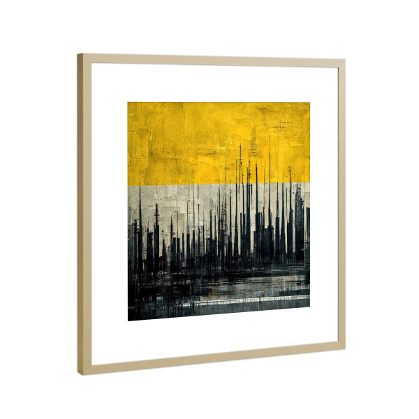 Poster mit Rahmen Gold "Black and Yellow composition" artboxONE - Abstrakt - Abstrakt,Malerei,Painting,Art,Abstract