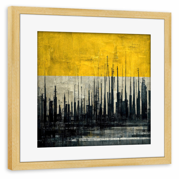 Poster mit Rahmen kiefer "Black and Yellow composition" artboxONE - Abstrakt - Abstrakt,Malerei,Painting,Art,Abstract