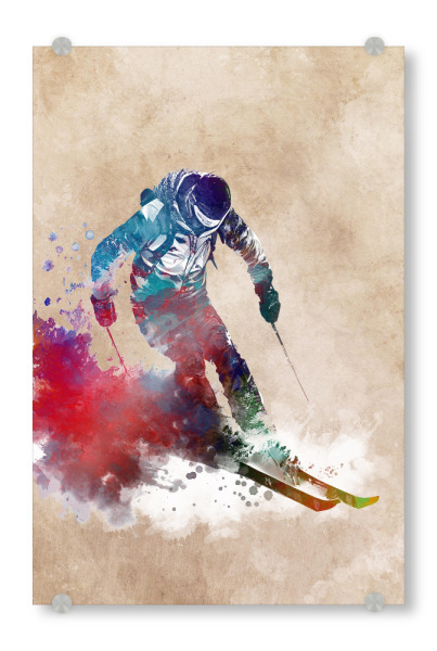 Acrylglasbild "Skisport Kunst" artboxONE - Sport - Ski,Winter,Sport,Skifahren,Spieler,Sport,Wintersport