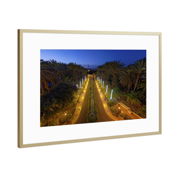 Poster mit Rahmen Gold "Fuerteventura Co-Ca-Palace-Allee" artboxONE - Städte,Reise,Architektur,Reise / Strand und Meer,Städte / Weitere