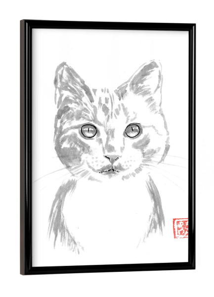 Poster mit schwarzem Rahmen "Gelbe Katze" artboxONE - Tiere - Katze,Neko,Sumie,Japan