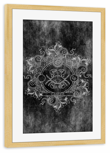 Poster mit Rahmen kiefer "Tierkreis - Kohle - Krebs" artboxONE - Natur,Floral,Abstrakt