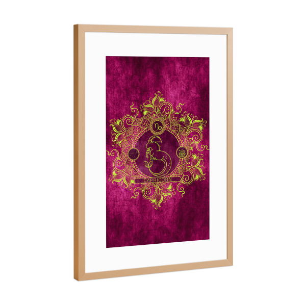 Poster mit Rahmen Kupfer "Tierkreis - Zitrone - Steinbock" artboxONE - Natur,Floral,Abstrakt