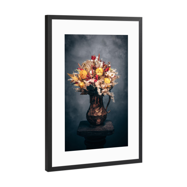 Poster mit Rahmen Schwarz (Metallic) "Trockenblumen Farben der Ernte" artboxONE - Natur,Floral