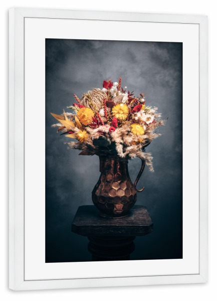 Poster mit Rahmen weiß "Trockenblumen Farben der Ernte" artboxONE - Natur,Floral