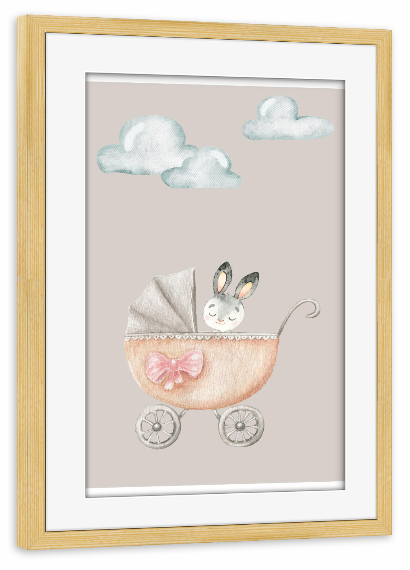 Poster mit Rahmen kiefer "Kinderwagen-Illustration" artboxONE - Für Kinder,Tiere,Liebe