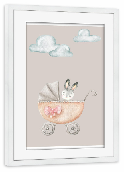 Poster mit Rahmen weiß "Kinderwagen-Illustration" artboxONE - Für Kinder,Tiere,Liebe