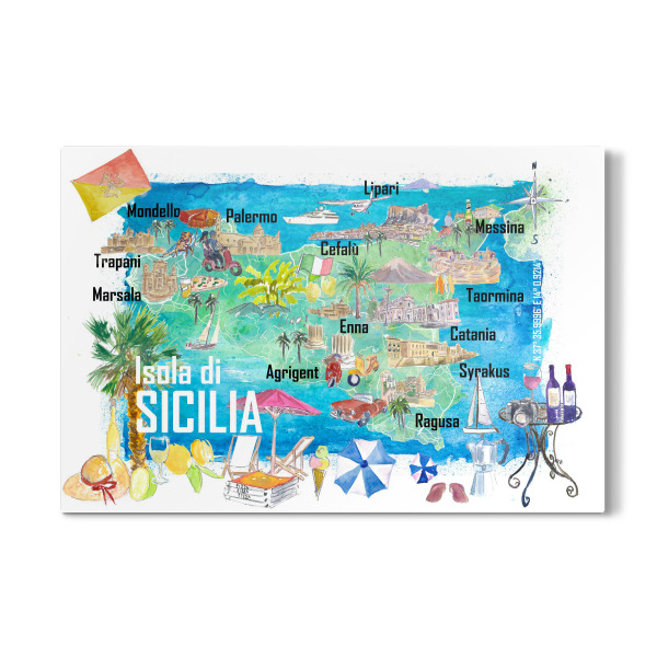Galerie-Print "Sizilien Italien Landkarte" 30x20 cm artboxONE