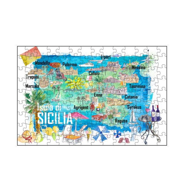 artboxONE Puzzle "Sizilien Italien Landkarte" artboxONE - Reise,Reise / Strand und Meer,Kartografie