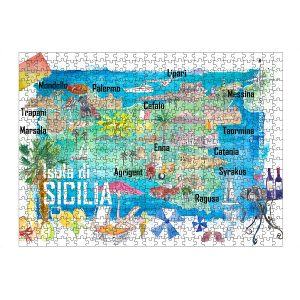 Puzzle Ravensburger "Sizilien Italien Landkarte" artboxONE - Reise,Reise / Strand und Meer,Kartografie